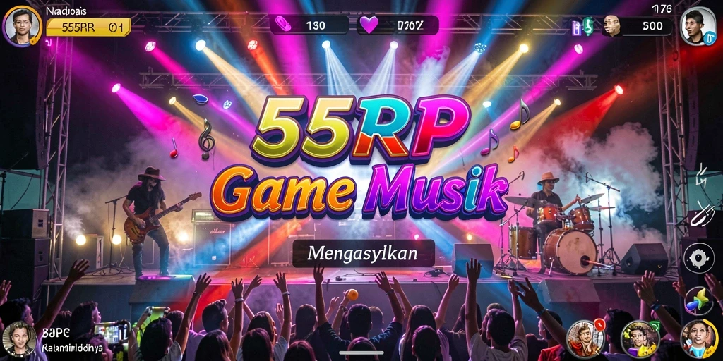 Tampilan gameplay 55RP menampilkan interaksi menyenangkan dengan musik.