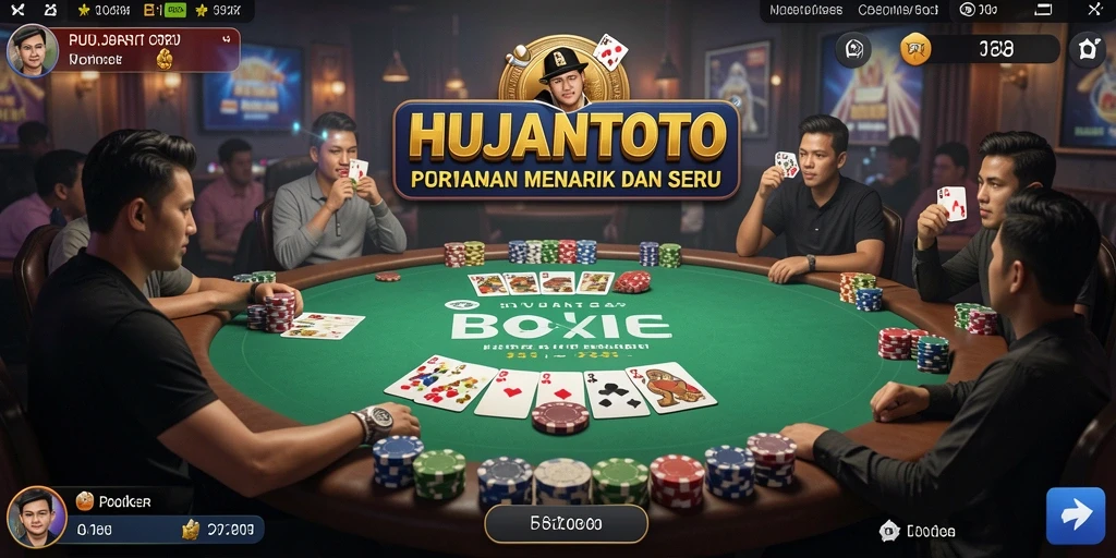 Tampilan gameplay seru dalam aplikasi HUJANTOTO dengan fitur Poker terbaik.