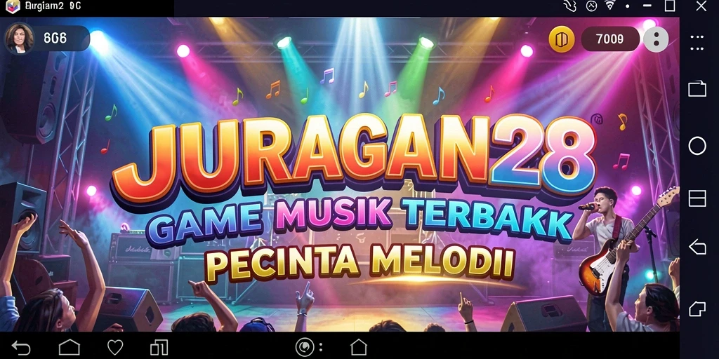 Screenshot utama JURAGAN28 menampilkan tampilan interaktif saat memainkan lagu.