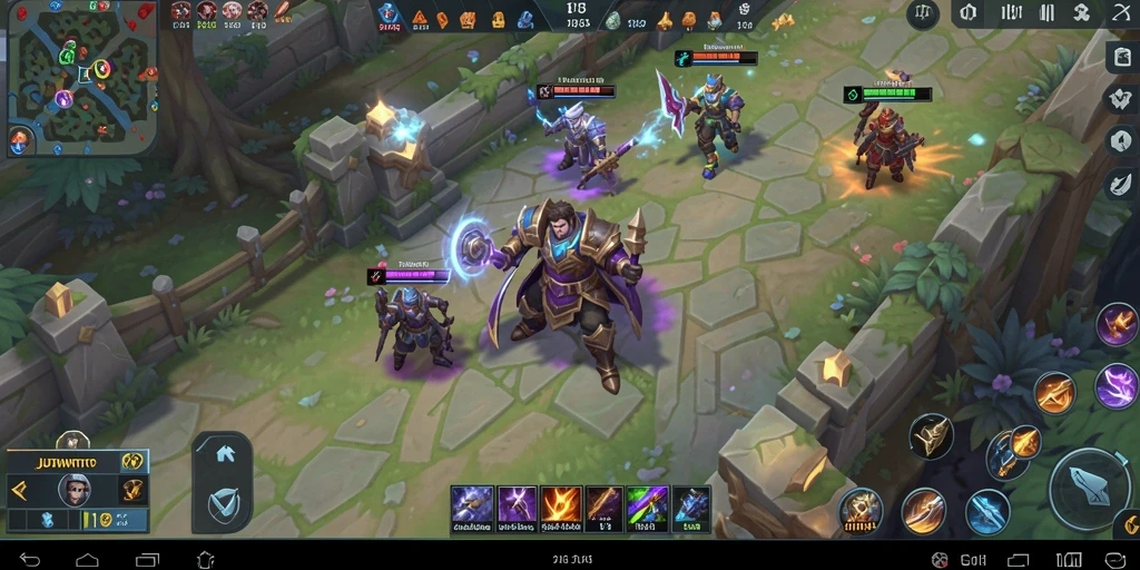 Tampilan gameplay seru JUTAWANTOTO dengan pertarungan antar pahlawan.