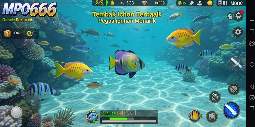 Tampilan gameplay seru di MPO666 yang penuh dengan aksi menangkap ikan.