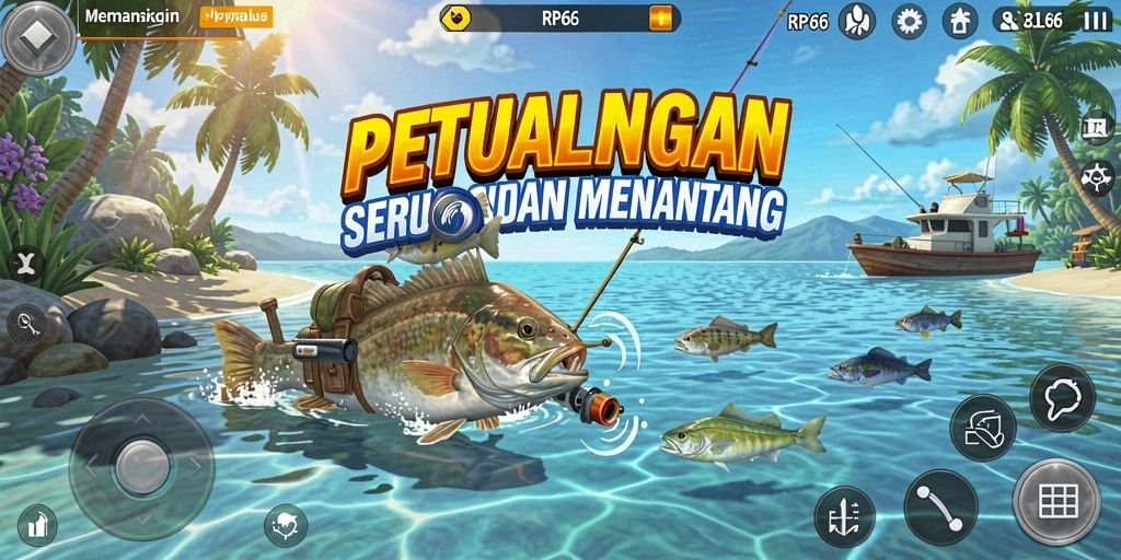 Tangkapan ikan besar di tepi danau yang indah.