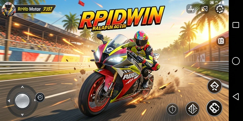 Tampilan gameplay RPIDWIN dengan balapan motor penuh adrenalina.