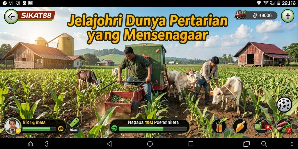 Screenshot gameplay SIKAT88 menampilkan ladang subur yang dipenuhi tanaman.