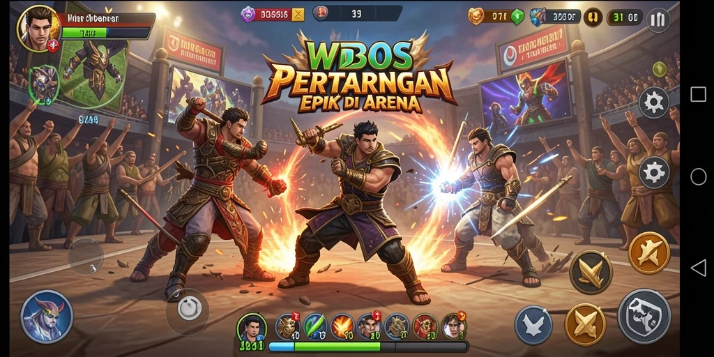 Tampilan gameplay WDBOS dengan pertarungan intens yang memukau.